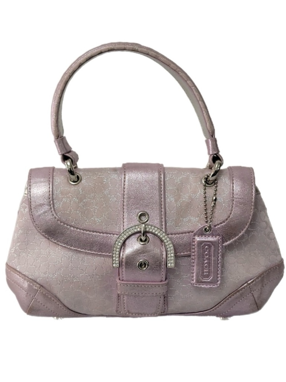 ISO Coach X Swarovski Metallic lilac Signature SoHo READ DESCRIPTION